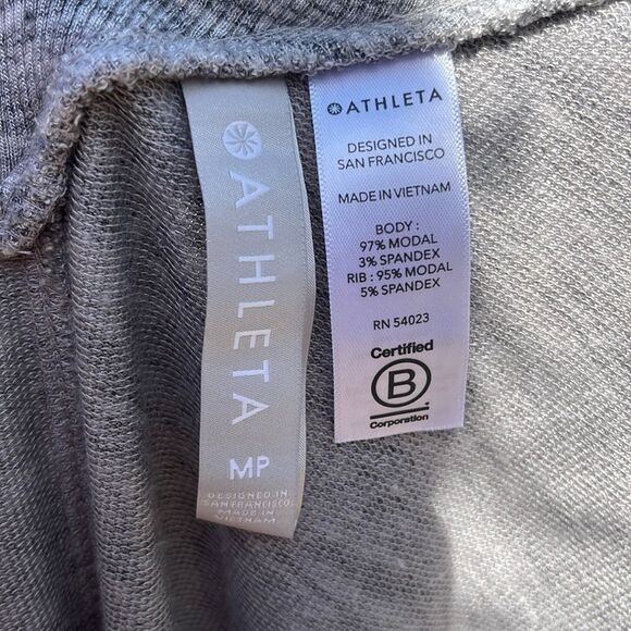 Athleta Grey Open Front Cardigan Sweater Women’s Size Medium Petite Lightweight - Picture 2 of 7